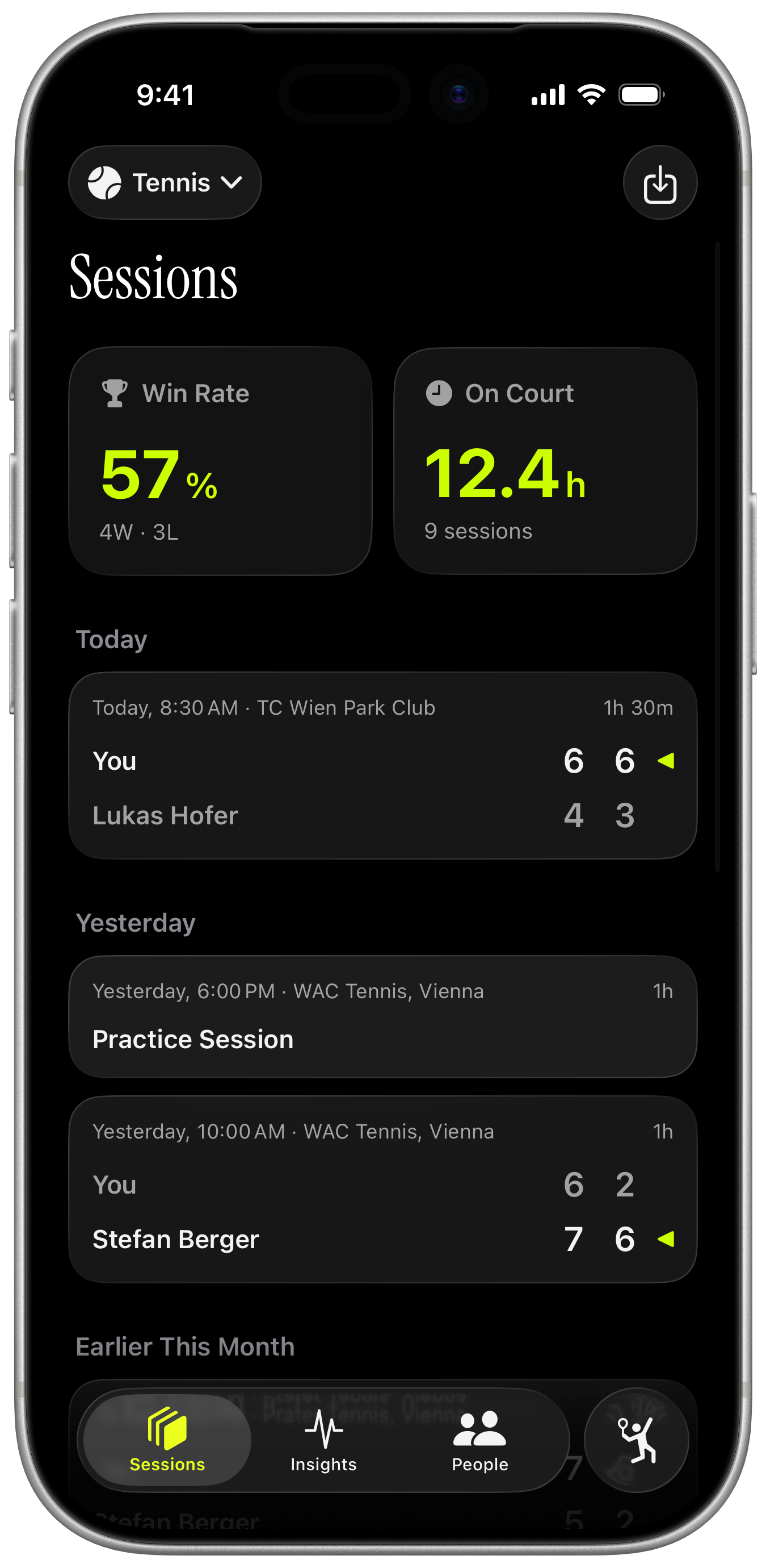 Session analysis view